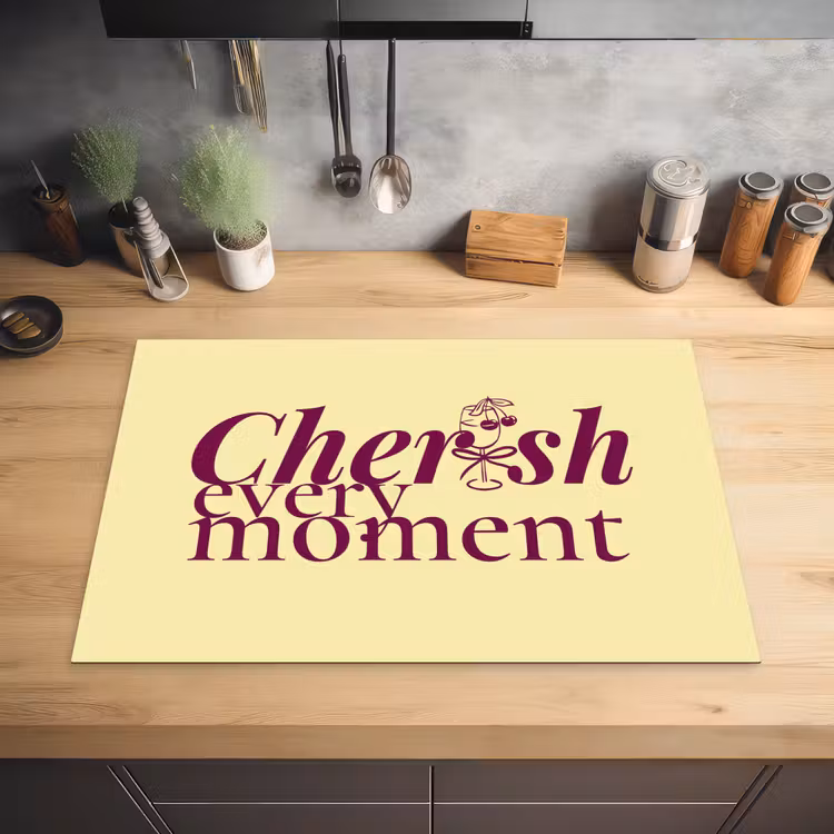Cherish every moment - Cocktailglas - Geel Inductie beschermer vinyl 3mm klein -sfeer5