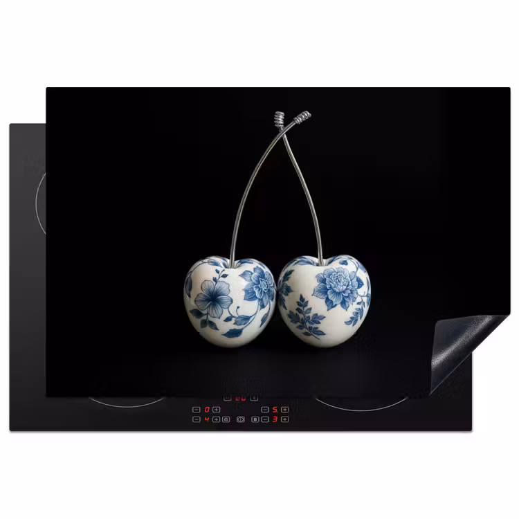 Kersen - Delfts blauw - Fruit Inductie beschermer vinyl 3mm klein -3d