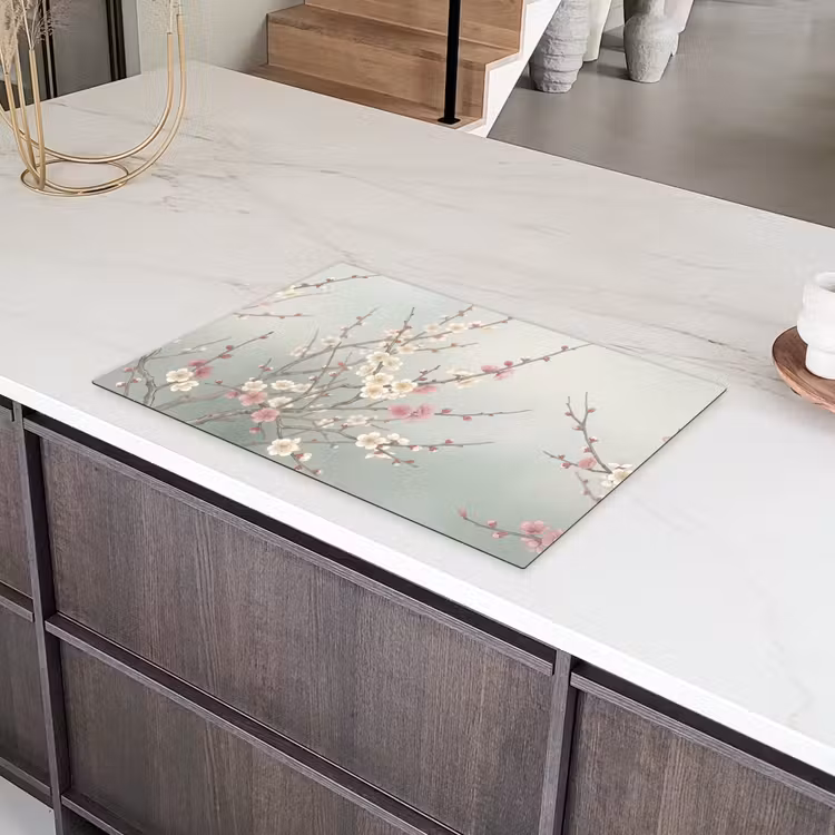 Kersen - Bloesem - Groen Inductie beschermer vinyl 3mm klein -sfeer8