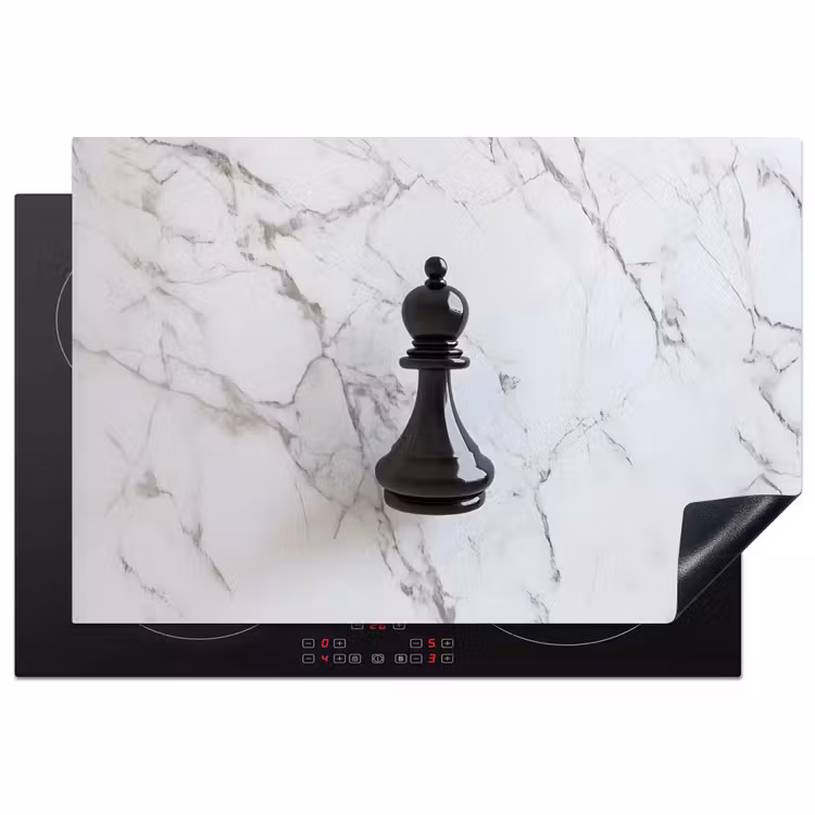 Schaakstuk - Loper - Zwart - Marmer Inductie beschermer vinyl 3mm klein -3d