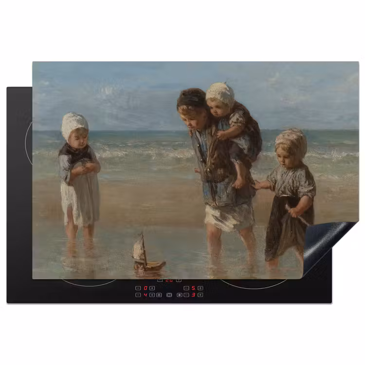 Kinderen der zee - Schilderij van Jozef Israëls Inductie beschermer vinyl 3mm klein -3d