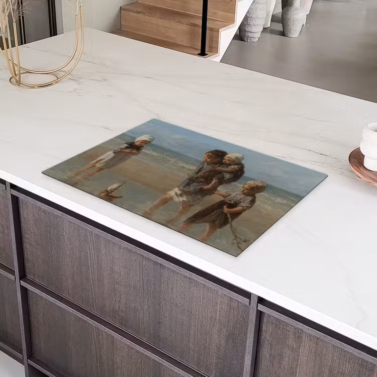 Kinderen der zee - Schilderij van Jozef Israëls Inductie beschermer vinyl 3mm klein -sfeer8