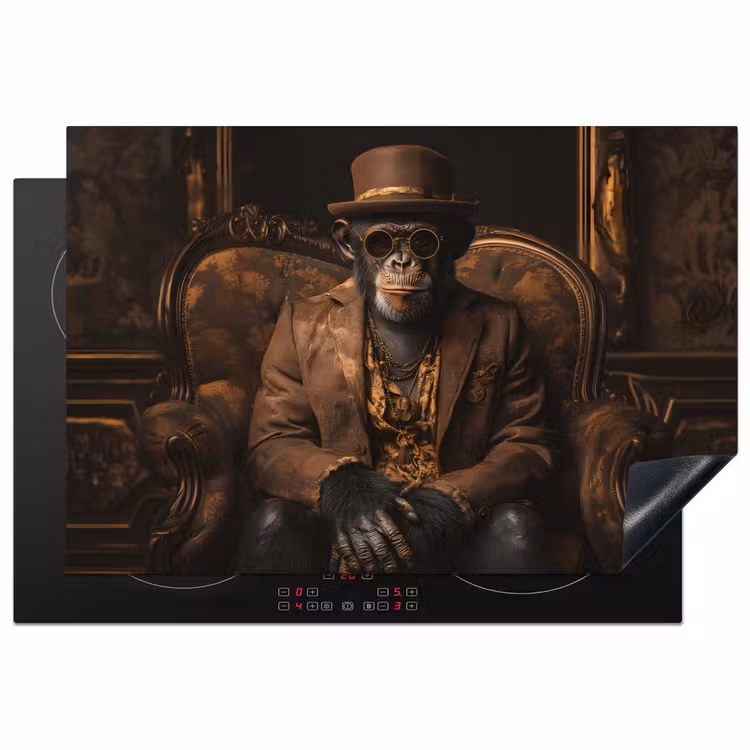Chimpansee - Stoel - Pak - Bruin Inductie beschermer vinyl 3mm klein -3d
