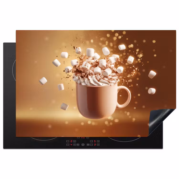 Chocomelk - Drinken - Warm - Bruin Inductie beschermer vinyl 3mm klein -3d