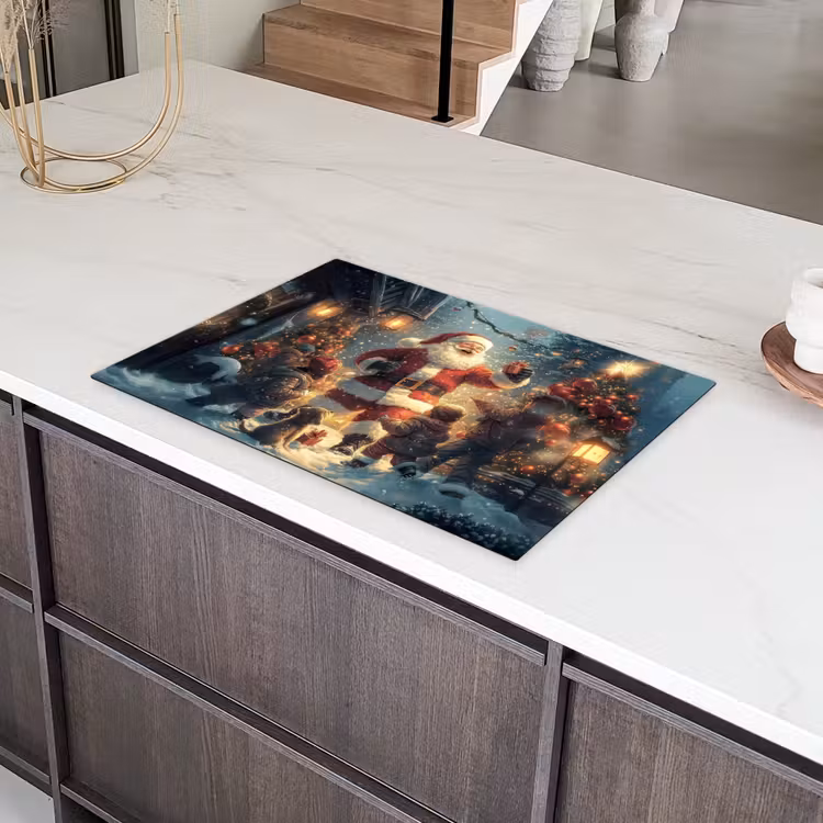 Kerstvreugde - Sneeuw - Kleurrijk Inductie beschermer vinyl 3mm klein -sfeer8