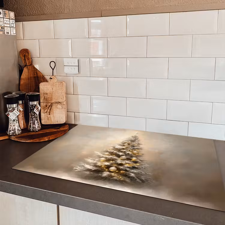 Kerst - kerstboom - Sneeuw - Art Inductie beschermer vinyl 3mm klein -sfeer3