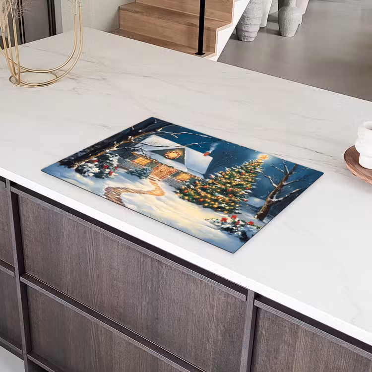 Kerst - Kerstboom - Winter - Huis - Sneeuw Inductie beschermer vinyl 3mm klein -sfeer8