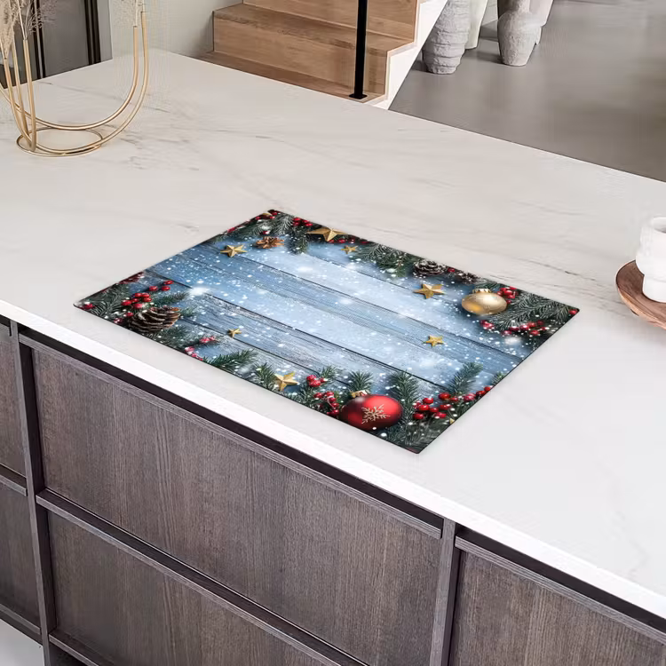 Kerstomlijsting - Sneeuw - Meerkleurig Inductie beschermer vinyl 3mm klein -sfeer8