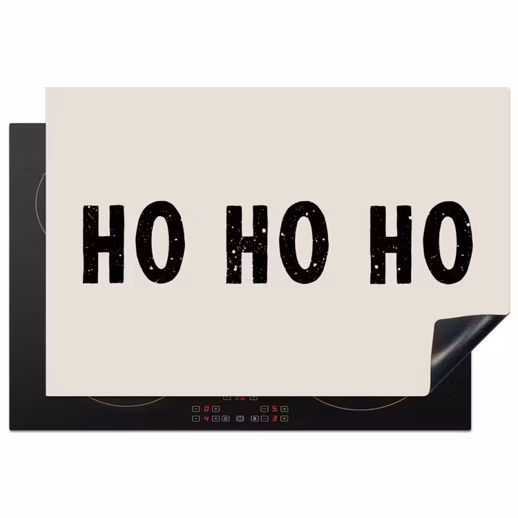 Kerstmis - Ho ho ho - Spreuken - Beige - Kerstman Inductie beschermer vinyl 3mm klein -3d