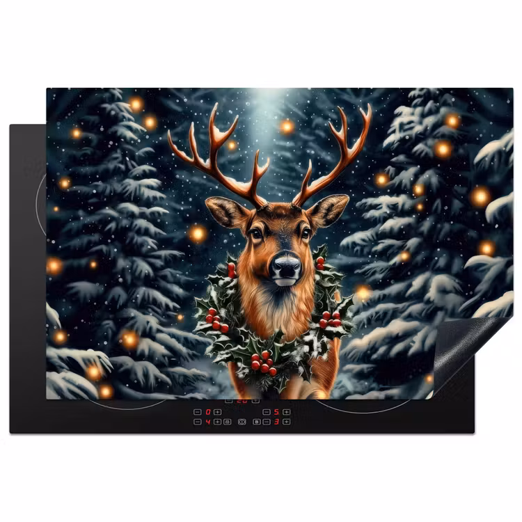Kerst - Magie - Bos - Kleurrijk Inductie beschermer vinyl 3mm klein -3d