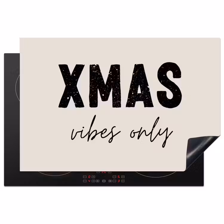 Kerst - Spreuk - xmas vibes only - Beige Inductie beschermer vinyl 3mm klein -3d