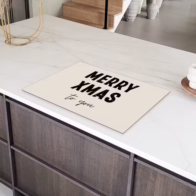 Kerst - Quotes - Merry xmas - Feestdagen - Zwart Inductie beschermer vinyl 3mm klein -sfeer8