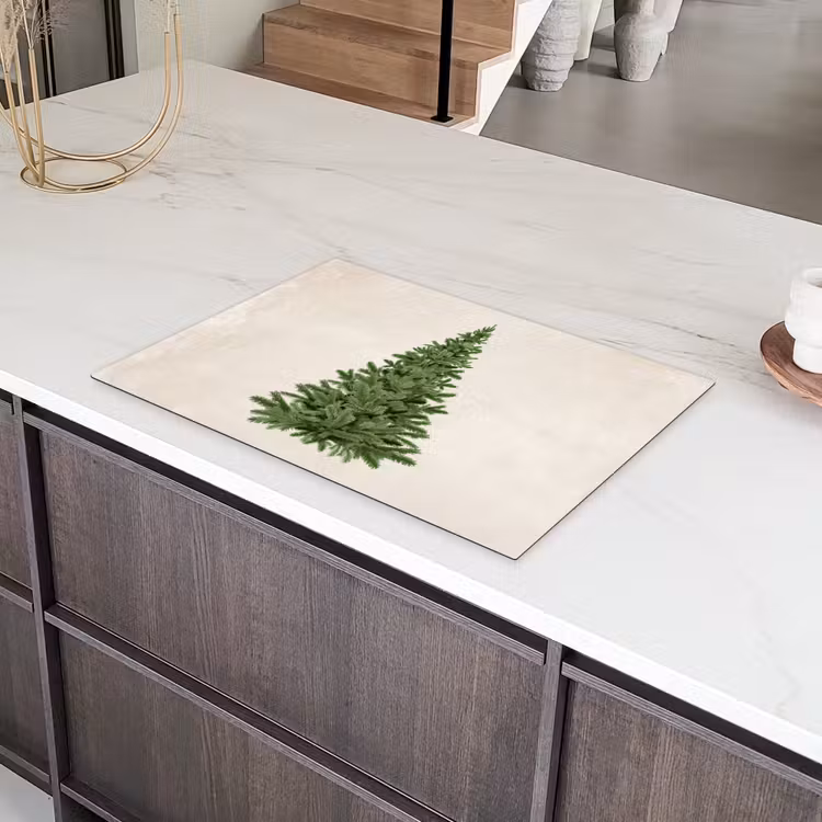 Kerstboom - Groen - Kerstmis - Feestdagen Inductie beschermer vinyl 3mm klein -sfeer8