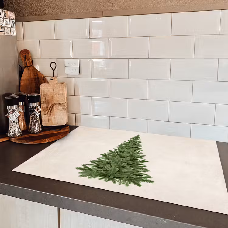 Kerstboom - Groen - Kerstmis - Feestdagen Inductie beschermer vinyl 3mm klein -sfeer3