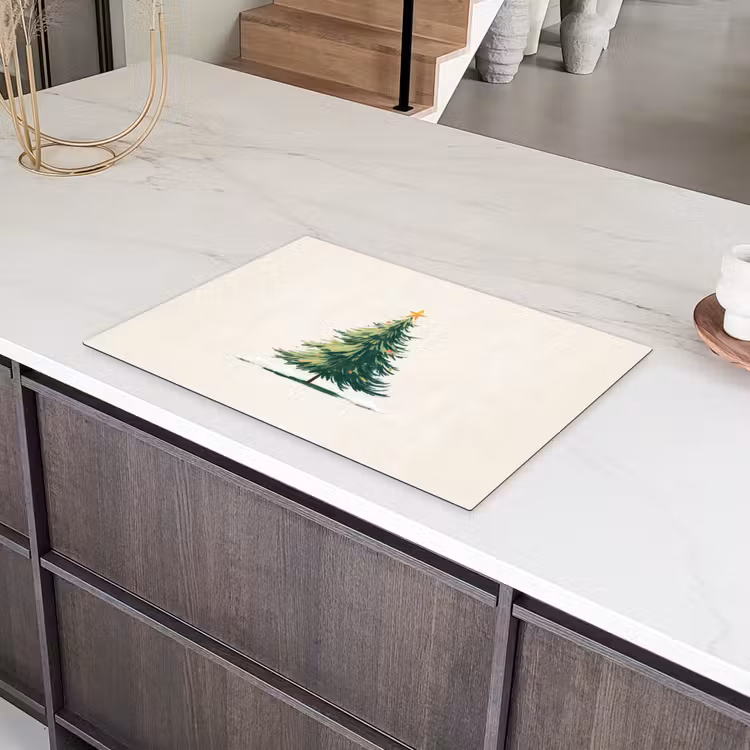 Kerstboom - Illustratie - Ster - Sneeuw Inductie beschermer vinyl 3mm klein -sfeer8