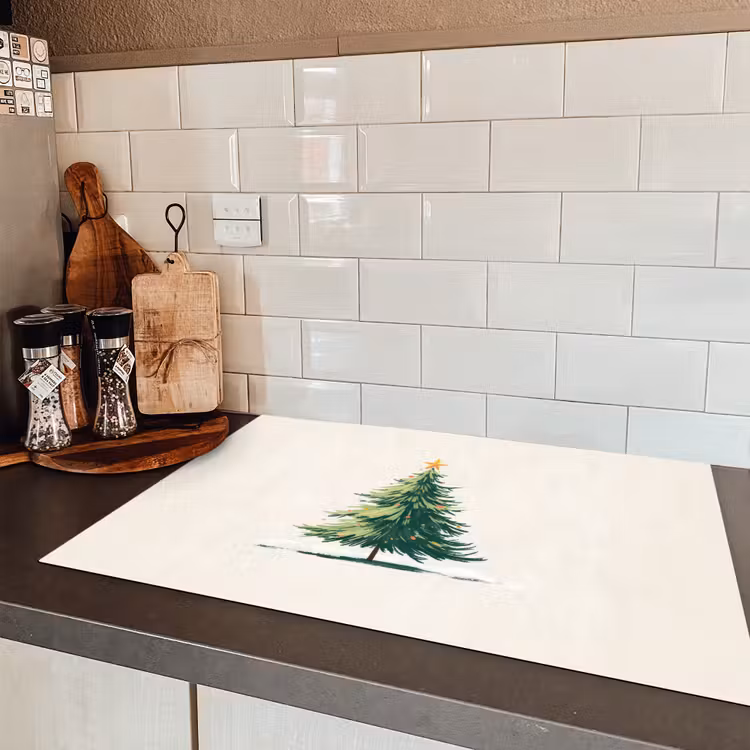 Kerstboom - Illustratie - Ster - Sneeuw Inductie beschermer vinyl 3mm klein -sfeer3