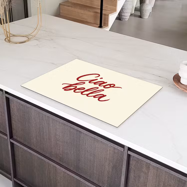 Ciao bella - Rood - Wit - Minimalistisch Inductie beschermer vinyl 3mm klein -sfeer8