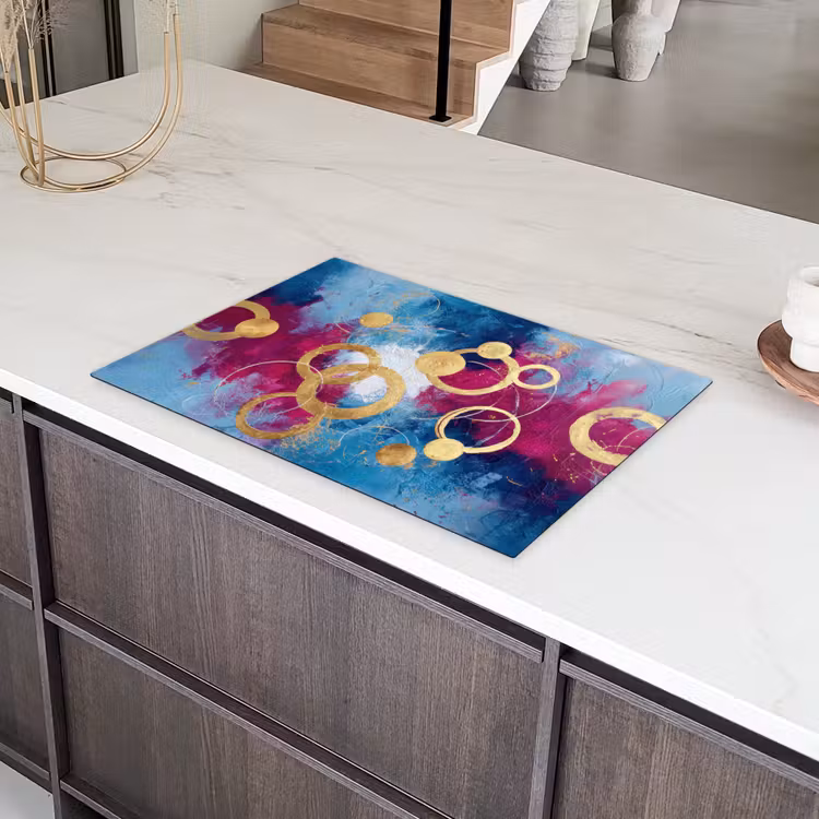 Cirkels - Goud - Abstract Inductie beschermer vinyl 3mm klein -sfeer8