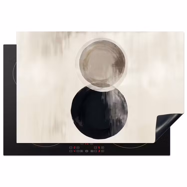 Cirkels - Vorm - Beige - Abstract Inductie beschermer vinyl 3mm klein -3d