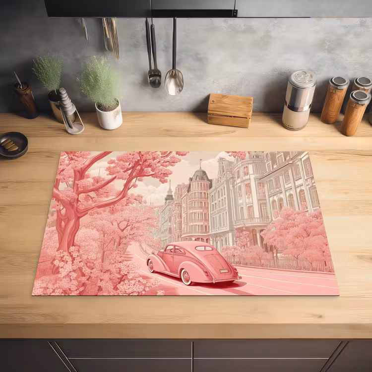 City - Car - Pink Inductie beschermer vinyl 3mm klein -sfeer5
