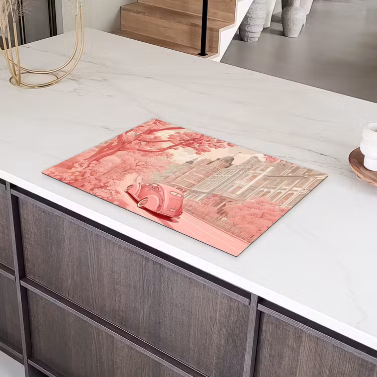 City - Car - Pink Inductie beschermer vinyl 3mm klein -sfeer8