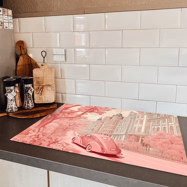 City - Car - Pink Inductie beschermer vinyl 3mm klein -sfeer3