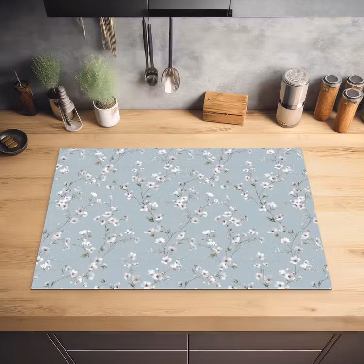 Klassiek - Bloemen - Blauw Inductie beschermer vinyl 3mm klein 276 -sfeer5