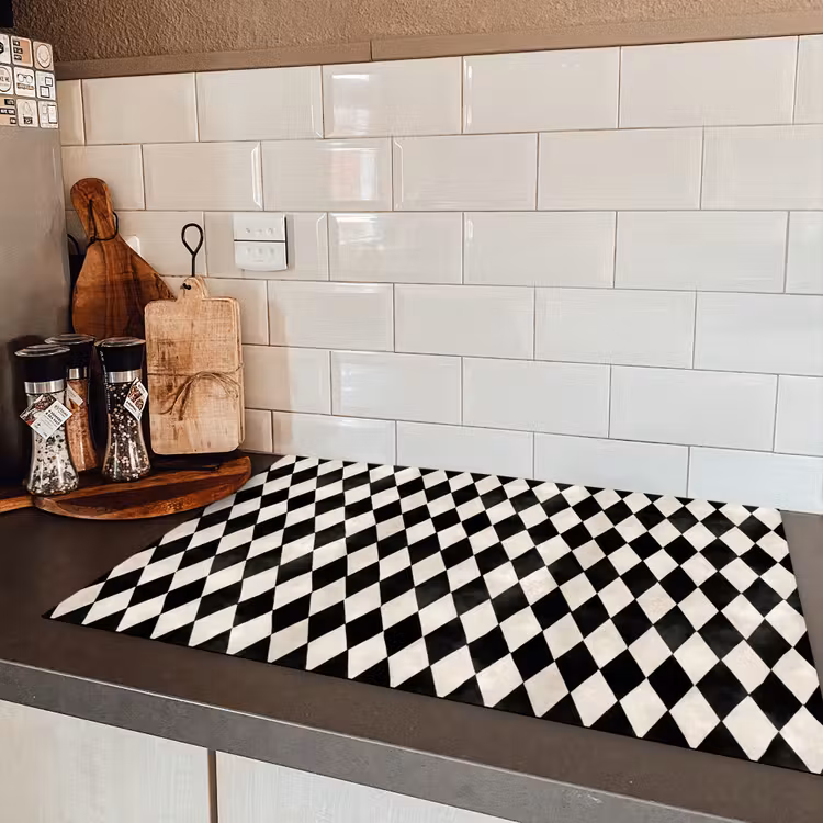 Klassiek - Patroon - Zwart Inductie beschermer vinyl 3mm klein 276 -sfeer3