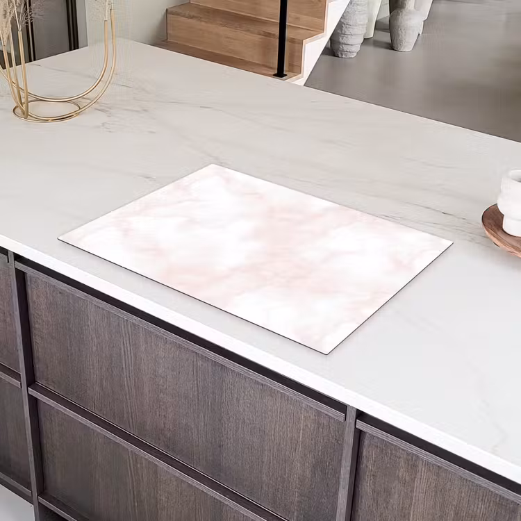 Wolkenstructuur - Roze - Marmer Inductie beschermer vinyl 3mm klein 276 -sfeer8