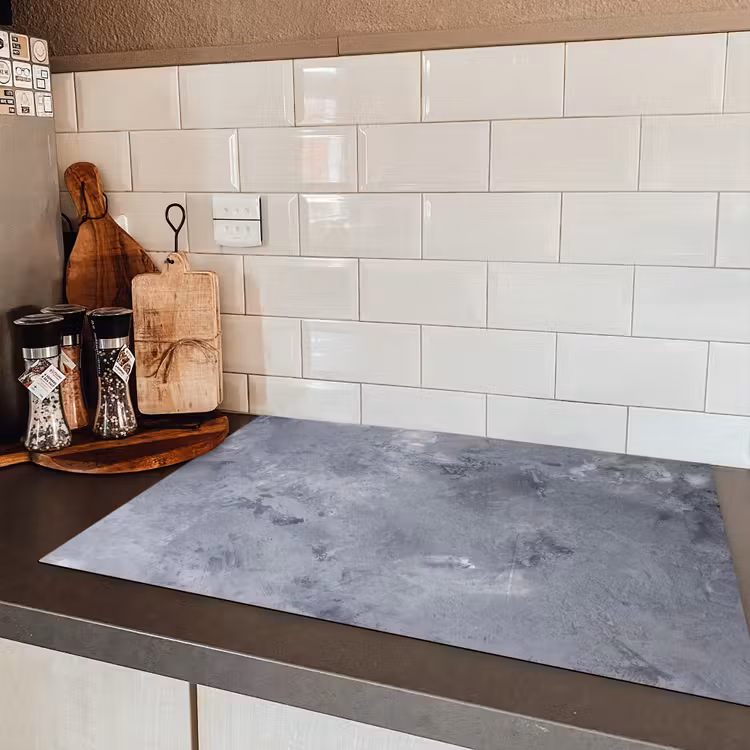 Gewolkt Grijs Tableau Inductie beschermer vinyl 3mm klein -sfeer3
