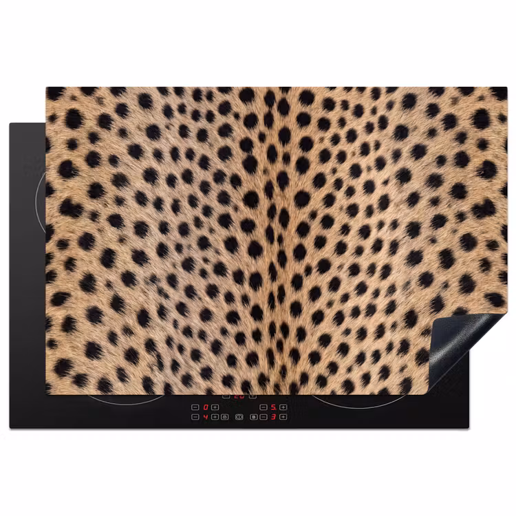Vacht - Jachtluipaard - Zwart - Wit Inductie beschermer vinyl 3mm klein -3d