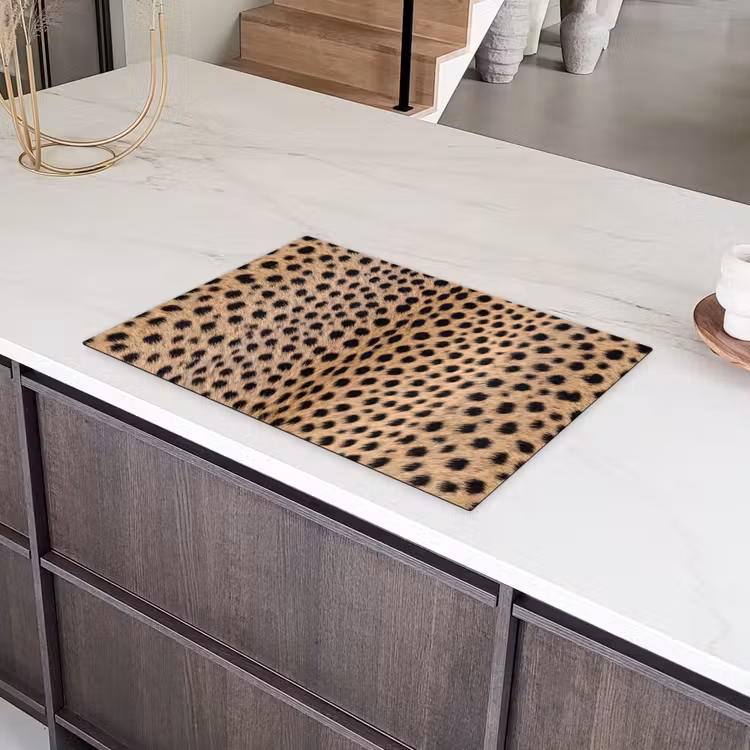 Vacht - Jachtluipaard - Zwart - Wit Inductie beschermer vinyl 3mm klein -sfeer8