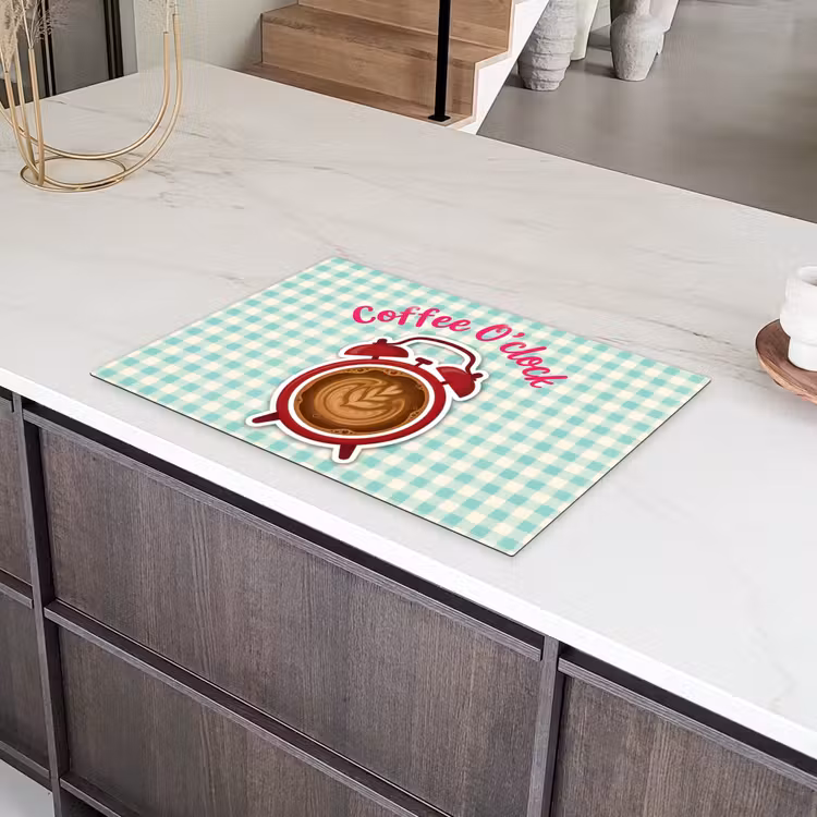 Koffie - Klok - Groen Inductie beschermer vinyl 3mm klein -sfeer8