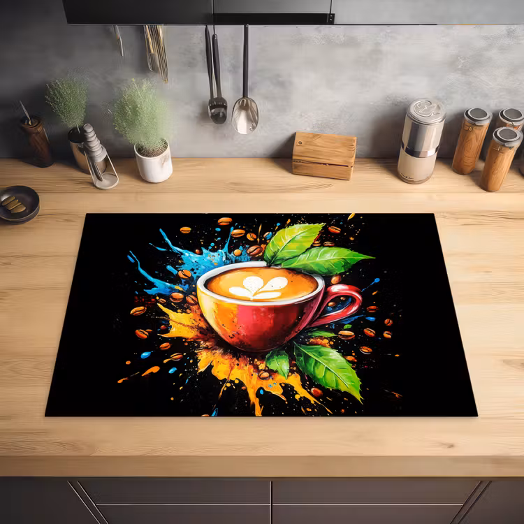 Koffie - Graffiti - Drinken - Abstract Inductie beschermer vinyl 3mm klein -sfeer5