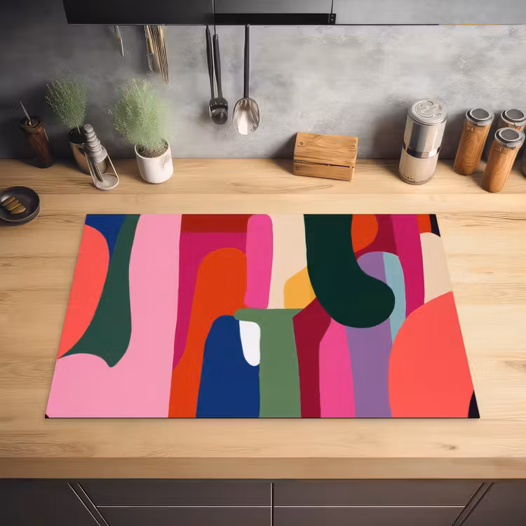 Kleurvakken - Recht - Rond - Abstract Inductie beschermer vinyl 3mm klein -sfeer5