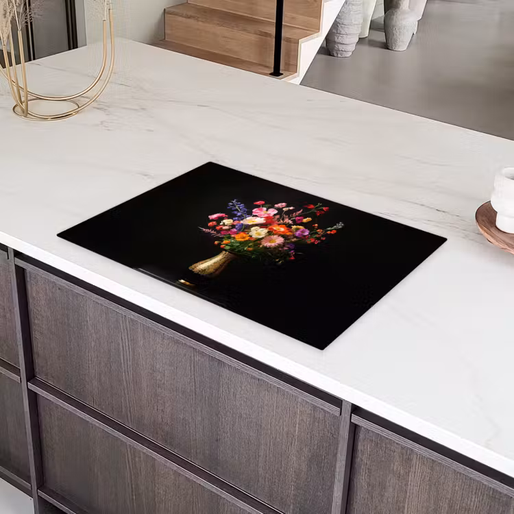 Kleurrijk - Boeket - Vaas - Goud Inductie beschermer vinyl 3mm klein -sfeer8