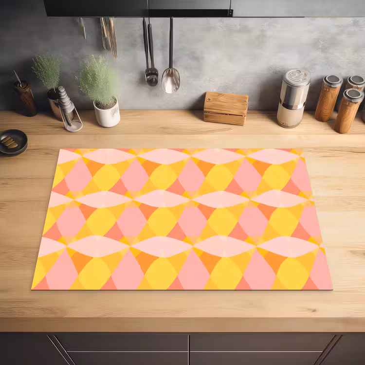 Kleurrijk - Ruitpatroon - Bladvormen Inductie beschermer vinyl 3mm klein 276 -sfeer5