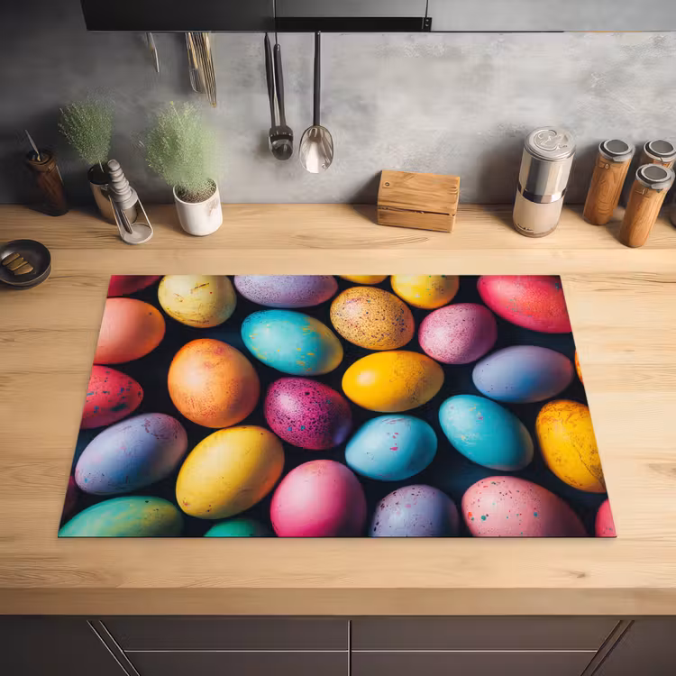 Kleurrijk - Paaseitjes - Spetters Inductie beschermer vinyl 3mm klein -sfeer5