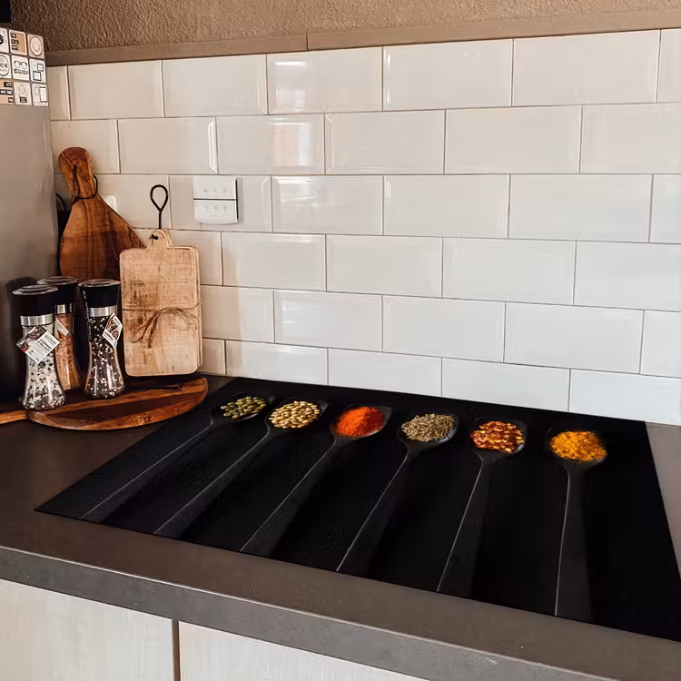 Kleurrijk Kruiden Kwartet Inductie beschermer vinyl 3mm klein -sfeer3