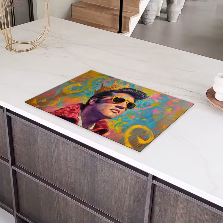 Kleurrijk portret - Kroon - Sterren Inductie beschermer vinyl 3mm klein -sfeer8