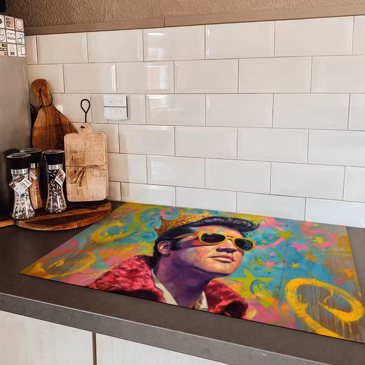 Kleurrijk portret - Kroon - Sterren Inductie beschermer vinyl 3mm klein -sfeer3