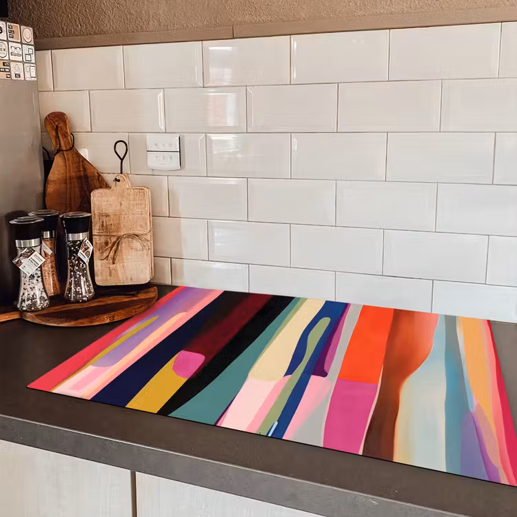 Kleurbanen - Verticaal - Kleurrijk Inductie beschermer vinyl 3mm klein -sfeer3