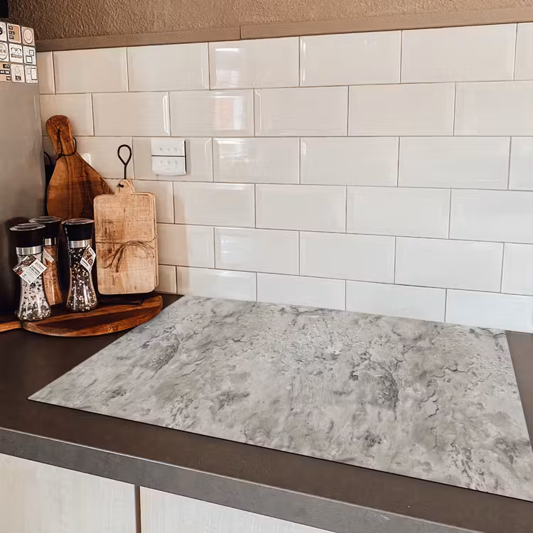 Beton - Grijs - Muur Inductie beschermer vinyl 3mm klein 276 -sfeer3