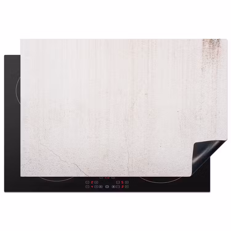 Beton - Muur - Wit Inductie beschermer vinyl 3mm klein -3d