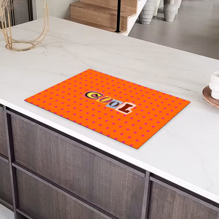 Cool - Stippen - Oranje Inductie beschermer vinyl 3mm klein -sfeer8