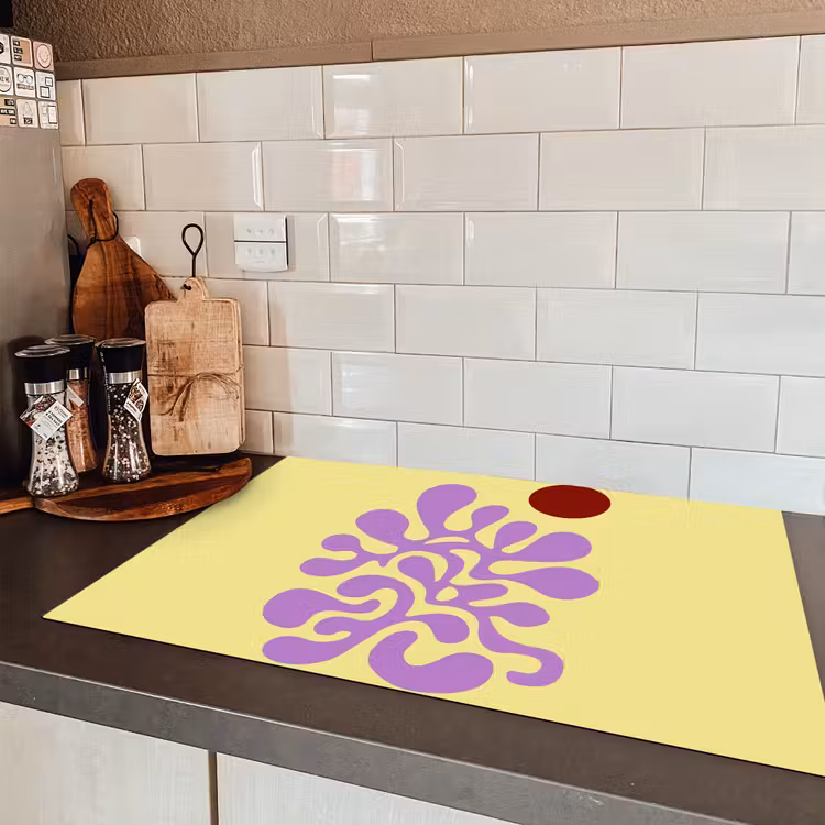 Koraal - Cirkel - Abstract - Geel Inductie beschermer vinyl 3mm klein -sfeer3