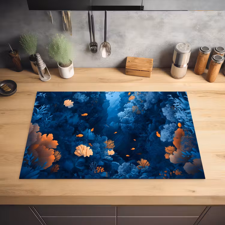 Koraalrif - Vissen - Oceaan - Blauw Inductie beschermer vinyl 3mm klein -sfeer5