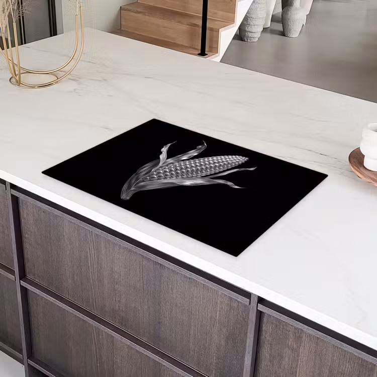 Maïskolf - Glanzend metaal - Elegant Inductie beschermer vinyl 3mm klein -sfeer8