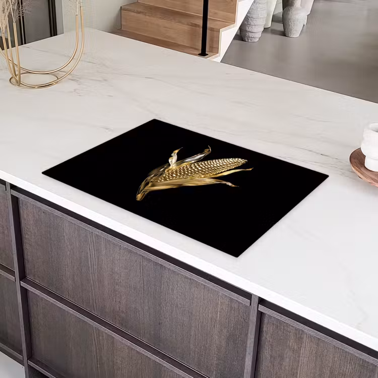 Mais - Eten - Goud - Zwart Inductie beschermer vinyl 3mm klein -sfeer8