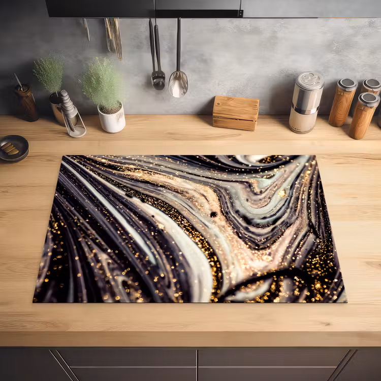 Kosmische Golven met Gouden Sterrenstof Inductie beschermer vinyl 3mm klein -sfeer5